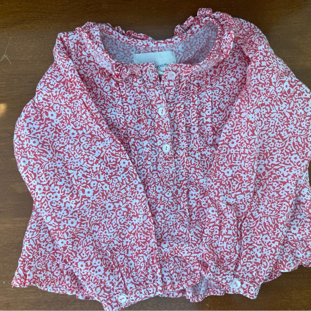 Arsene et les Pipelettes Red and White Floral Blouse 18 months